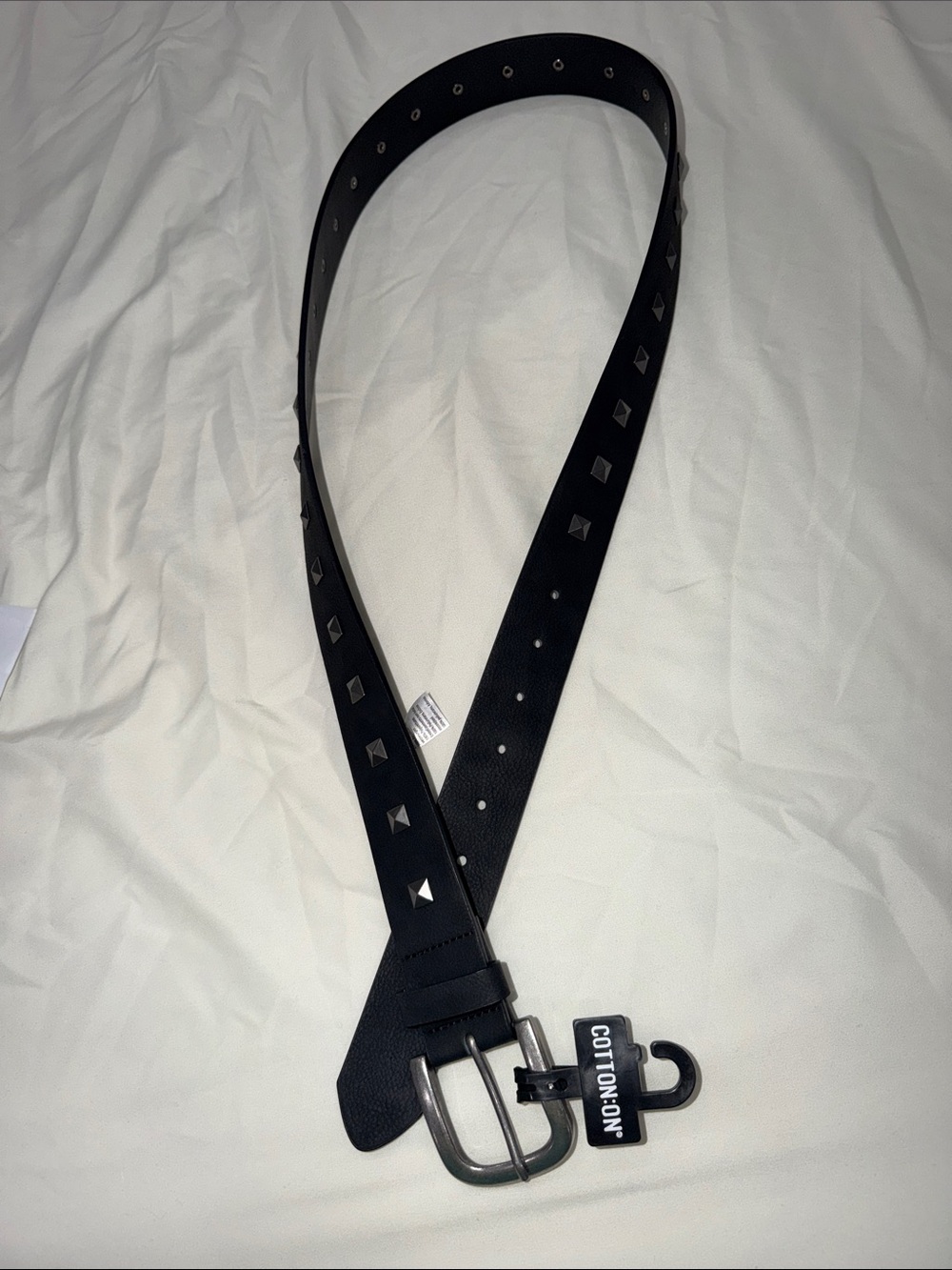 Cotton On Black Studded Woman’s Belt with Silver Buckle size L/XL